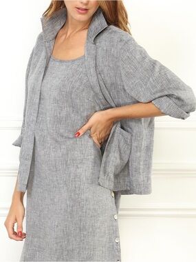 NWT Hinson Wu “Gigi” Linen Open Jacket in Graphite Sz Small